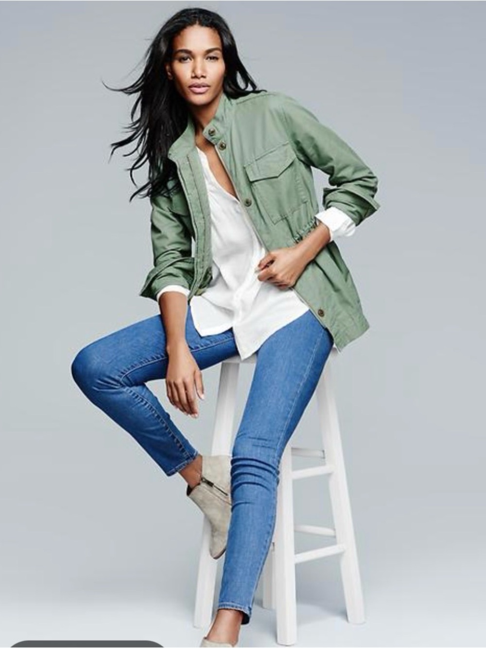 GAP SZ M FALL Olive Utility Jacket for Women - Casual Military-Inspired Coat